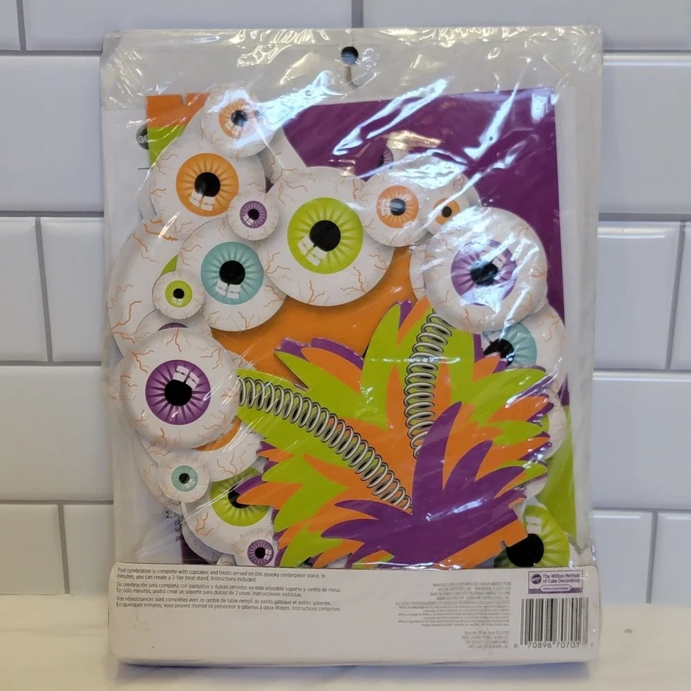 Wilton Halloween Monster Eyeball Treat Stand Cupcake Holder Display 3 Tier Party